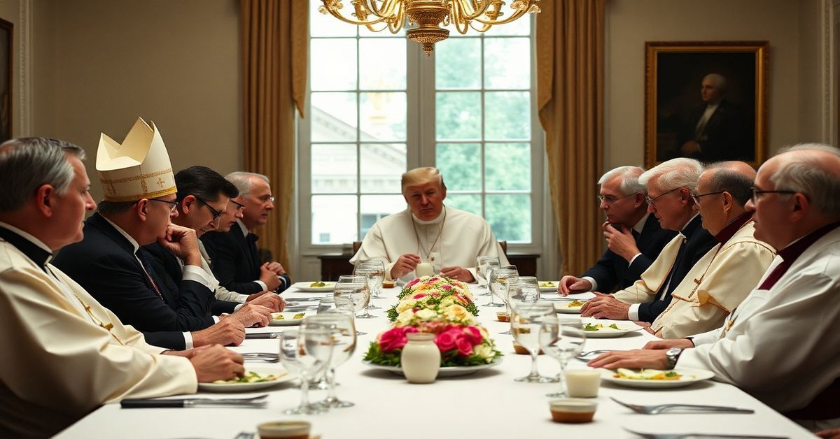 Skandal w Białym Domu: Biskup Barron i modernistyczna hierachia Biskup Robert Barron i polityczni sojusznicy 'papieża' Leona XIV podczas kontrowersyjnego obiadu wielkanocnego w Białym Domu