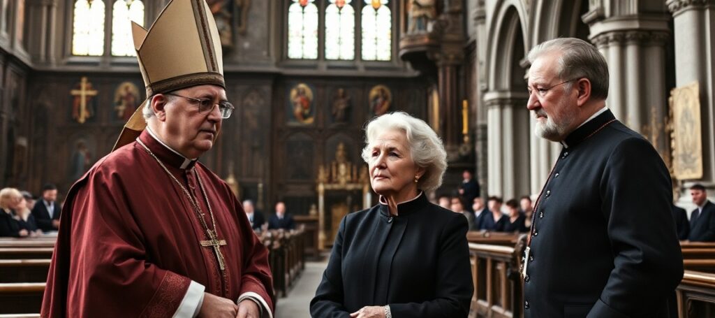 Biskup Georg Bätzing i Hildegard Wustmans w katedrze w Limburgii