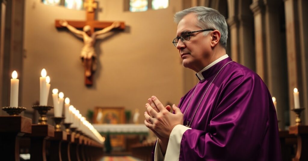 Biskup Brendan J. Cahill modlący się w katedrze przed Najświętszym Sakramentem – krytyczna analiza apelu USCCB ws. migrantów haitańskich i syryjskich