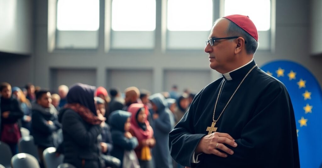 Biskup Mariano Crociata w chwili refleksji nad losem migrantów wobec surowych przepisów deportacyjnych Parlamentu Europejskiego