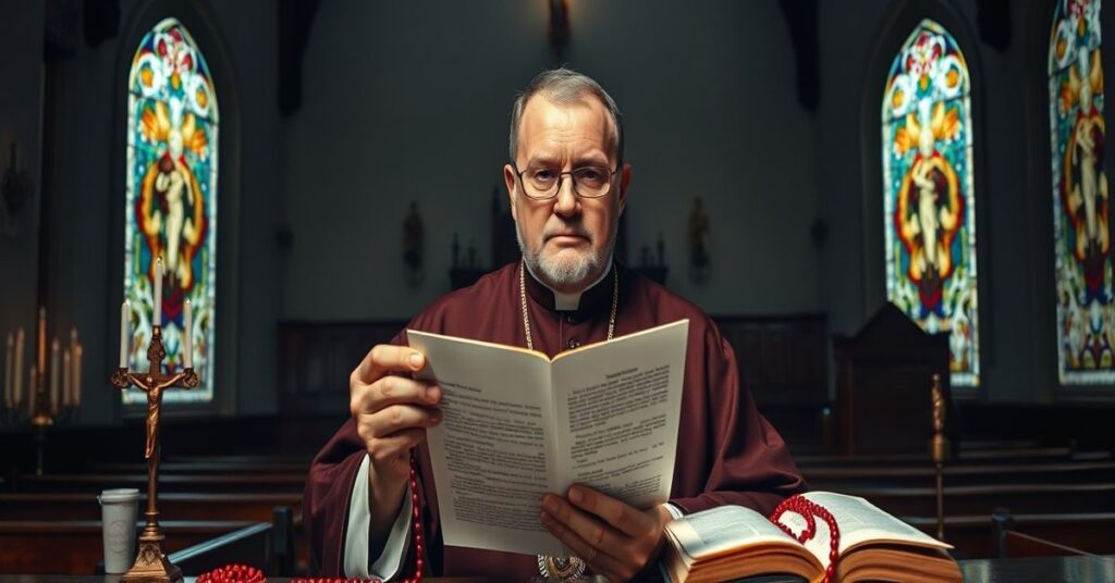 Biskup Andrzej Czaja trzymający pasterkę podczas Wielkiego Postu w tradycyjnym kościele katolickim.