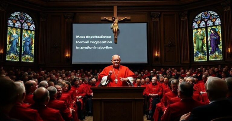 Szokujący moment na konferencji USCCB, gdy biskup Daniel Flores porównuje deportacje do aborcji