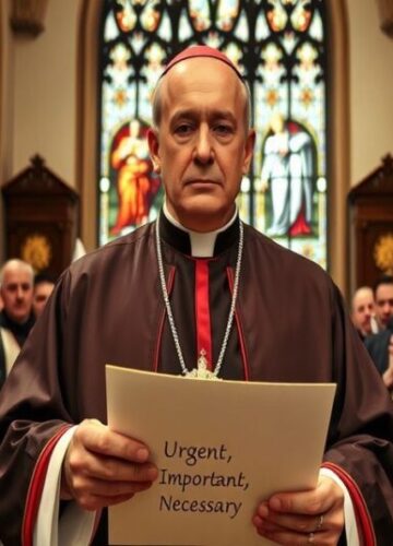 Biskup Gnaba wobec modernistycznego chaosu w Kościele Biskup Gaspard Bébé Gnaba stoi przed zbuntowanymi księżmi w tradycyjnym kościele katolickim