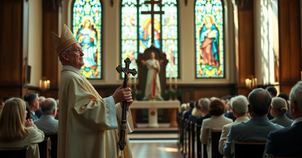Biskup w tradycyjnym kościele katolickim przemawia o godności życia ludzkiego