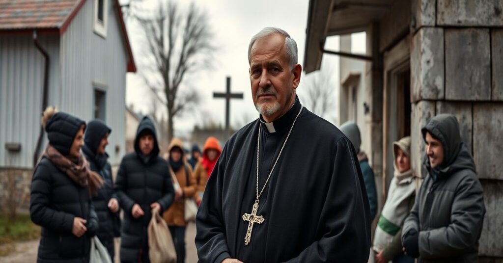 Biskup Edward Kawa w Poznaniu podczas rozdawania pomocy humanitarnej dla ukraińskich uchodźców w 2026 roku.