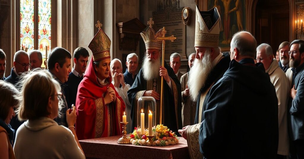 Portret biskupa Krzysztofa Włodarczyka podczas kazania o Wielkim Tygodniu w parafii w Szaradowie.