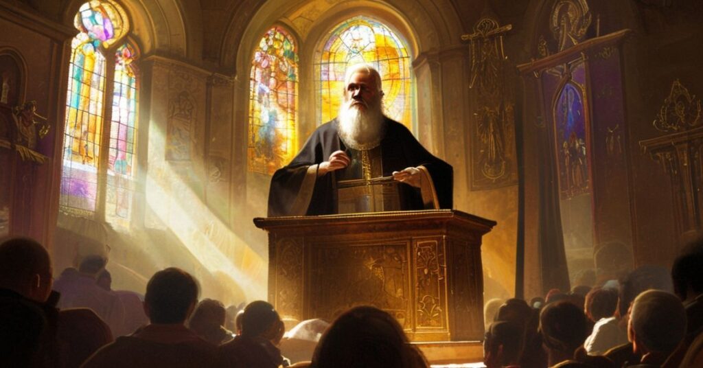 Biskup Silvio Báez wygłasza kazanie w tradycyjnym kościele katolickim, podkreślając królestwo Chrystusa nad narodami.