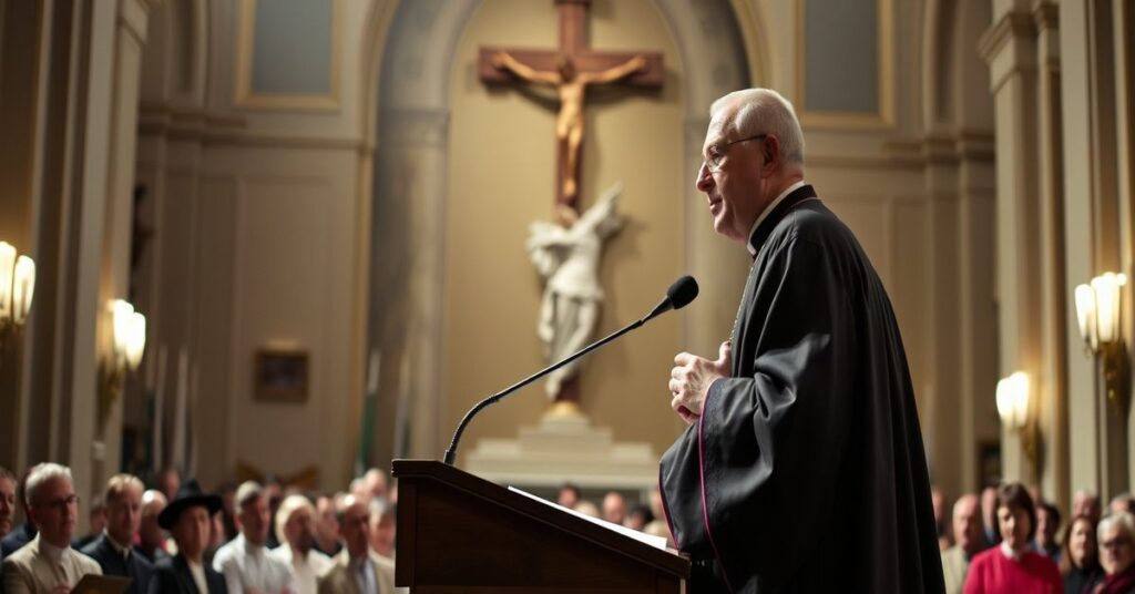 Biskup Artur Wańczyński w katedrze prezentuje raport dotyczący pedofilii w Kościele