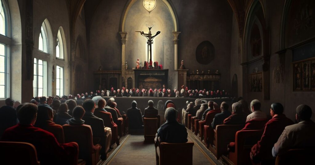 Tradycyjne katolickie zebranie w kaplicy z Krzystofem Włodarczykiem promującym herezję wspólnoty wspólnot