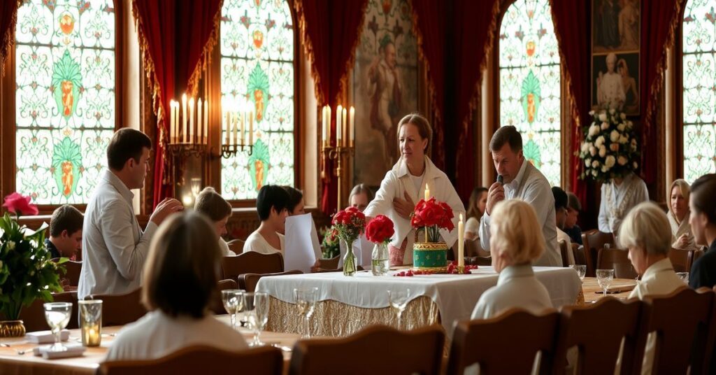 Biskup Krzysztof Zadarko podczas ingresu do katedry koszalińskiej przed ołtarzem bez przedstawienia ofiary mszy św., otoczony przez tłum wiernych.