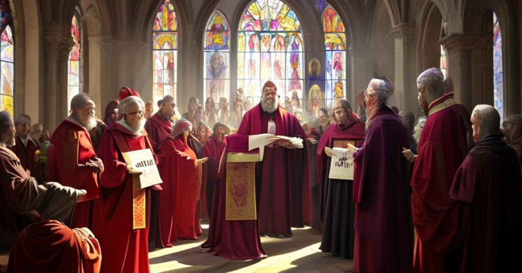 Tradycyjny katolicki rytuał poświęcony pojednaniu biskupów Polski i Niemiec w gotyckiej katedrze