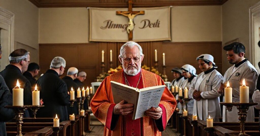 Konferencja biskupów katolickich w tradycyjnej kaplicy szpitalnej modli się o ochronę godności ludzkiej przeciwko operacjom transseksualnym.