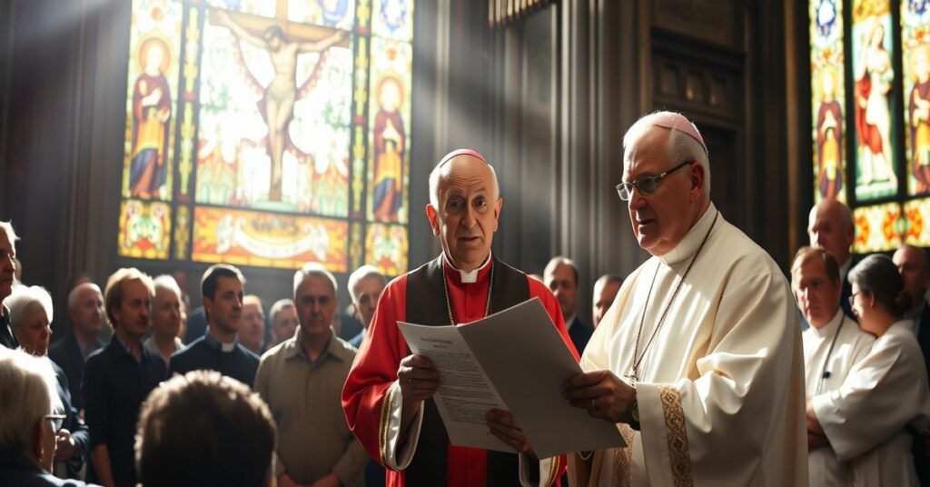 Grupa biskupów katolickich w kaplicy modli się za ochronę życia nienarodzonych dzieci
