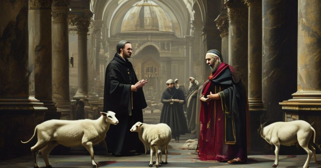 Scena rytuału błogosławieństwa baranków w Watykanie - pusta forma w czasach apostazji