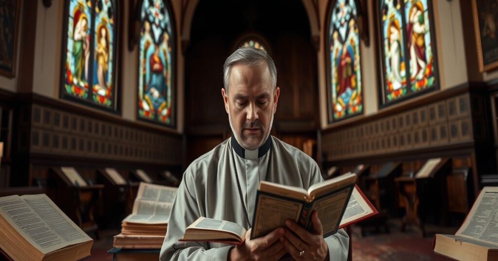 Portret Błogosławionego Gabriele Allegra w tradycyjnym kościele katolickim