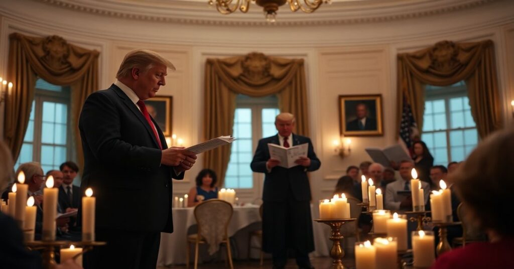 Robert Barron i Donald Trump podczas bluźnierczej mszy w Białym Domu w 2026 roku