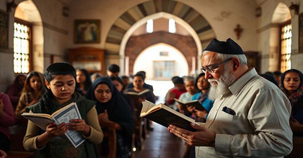 Grupa rodzin Bnej Menasze z Manipuru w Indiach modli się w tradycyjnym synagodze o powrót do Izraela