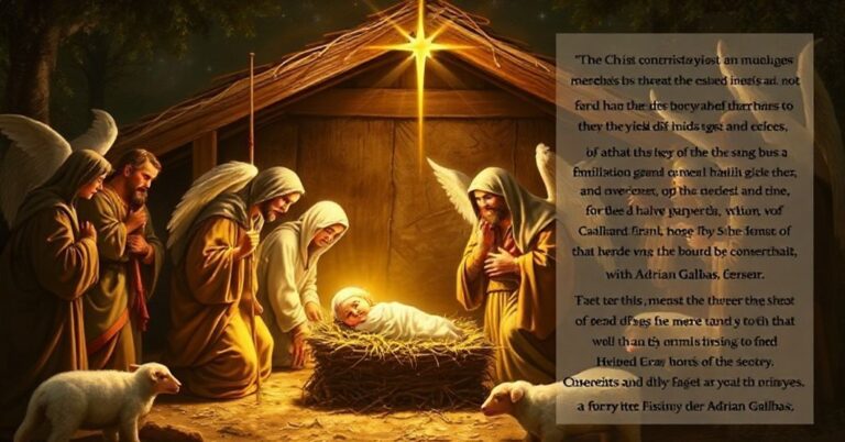 Tradycyjna katolicka scena narodzin Jezusa w Betlejem z ukrytym kontekstem herezji modernistycznej