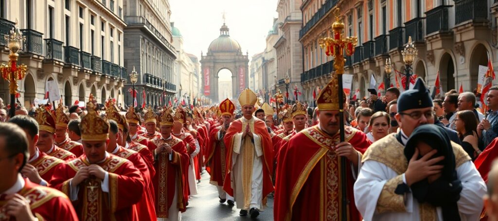 Procesja Bożego Ciała w Madrycie z Leonem XIV - teatralna inscenizacja bez prawdziwej obecności Chrystusa