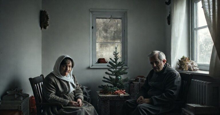 Melancholijny obraz wychowanków domu dziecka podczas Bożego Narodzenia bez religijnych symboli