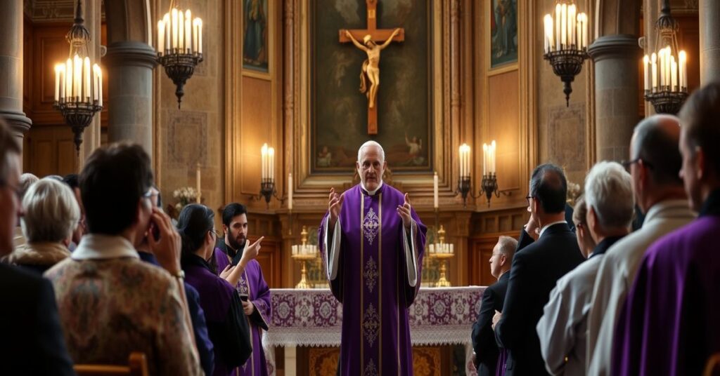 Biskup Marek Marczak podczas liturgii stacyjnej w Łodzi - kontrowersyjna homilia o 'radości' zamiast pokuty