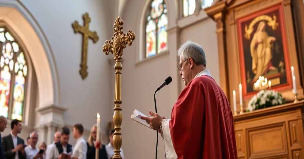 Biskup Krzysztof Włodarczyk przemawia do maturzystów w Kaplicy Cudownego Obrazu na Jasnej Górze w 2026 roku.