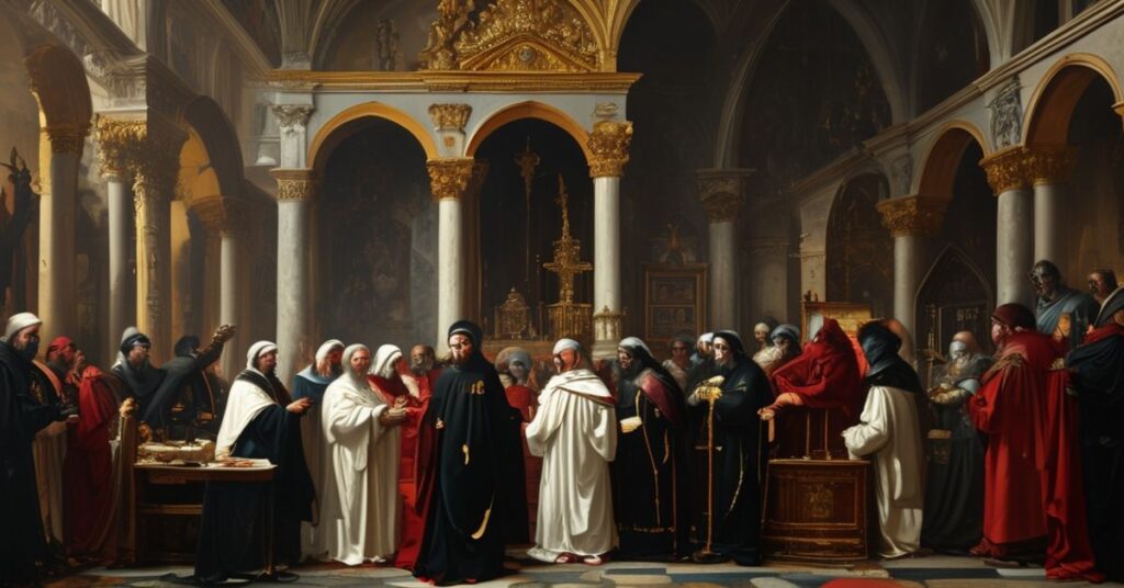 Scena przedstawiająca Bractwo Świętego Piotra podczas audiencji u uzurpatora Leona XIV w Watykanie