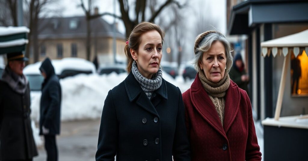 Stara kobieta modli się przy nagrobku na cmentarzu w Lidzbarku Warmińskim. Wokół panuje atmosfera rozpaczy i braku duchowego pokoju.