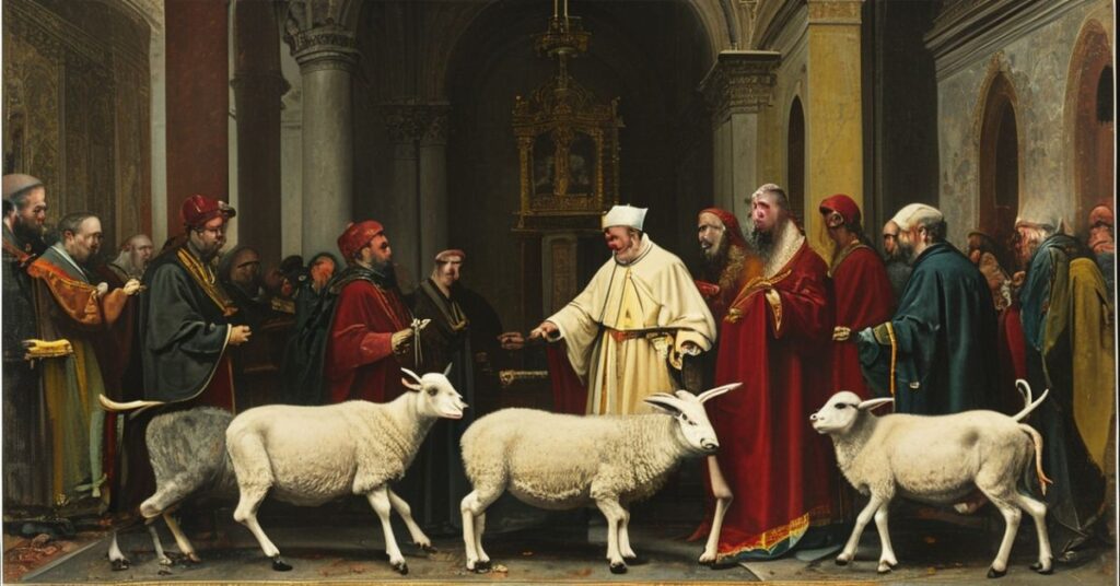 Uroczyste błogosławieństwo baranków w Watykanie z udziałem fałszywego "papieża" Leona XIV i modernistycznych "hierarchów" w 2026 roku.
