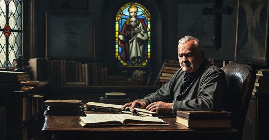Bruno Jambor, doktor filozofii, w tradycyjnym katolickim biurze pisząc o zdeformowanym dziennikarstwie katolickim.