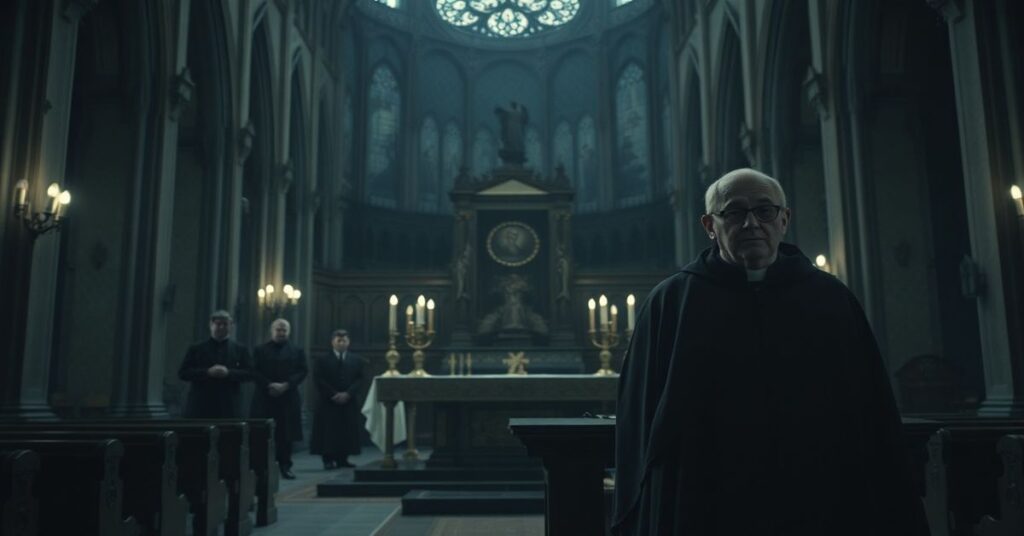 Wnętrze bydgoskiej katedry w 2026 roku podczas fałszywej ceremonii kapłańskiej prowadzonej przez Krzysztofa Włodarczyka i Jana Tyrawę