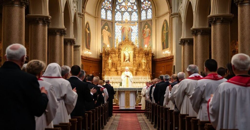 Uroczystość w bydgoskim "katedrze" z udziałem "biskupa" Krzysztofa Włodarczyka i "ks. infułata" Mirosława Gogolika