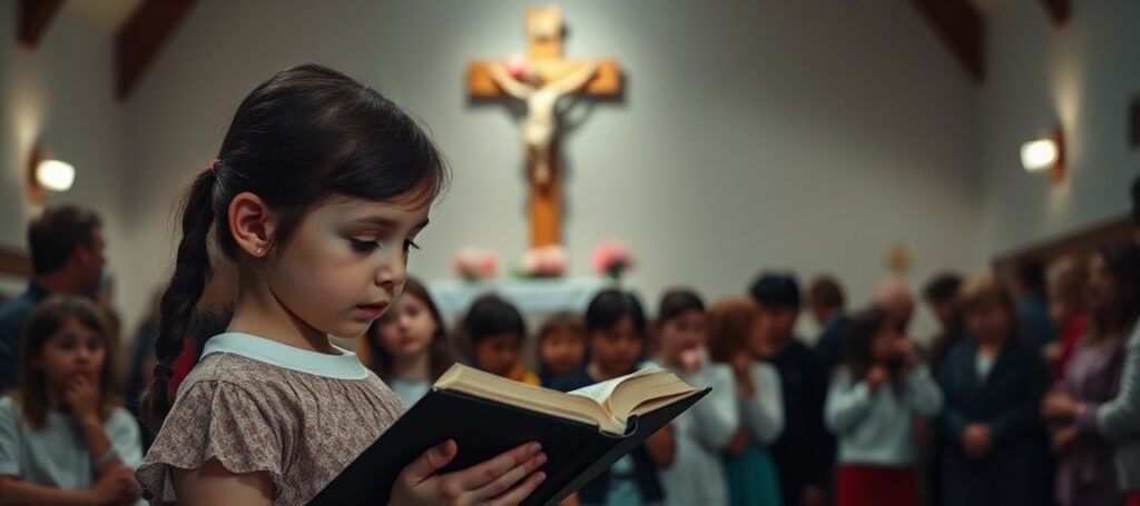 Grupa uczniów podczas konkursu biblijnego w Bydgoszczy; symbolizuje brak sakramentalnego życia w nowoczesnym Kościele