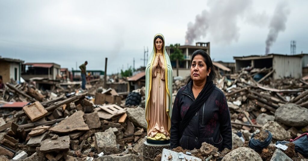 Scena w Caracas po amerykańskim nalocie 3 stycznia 2026 roku: dwie rodziny ocalały przy nieuszkodzonej figurce Matki Boskiej