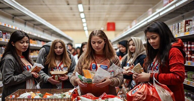 Uczniowie i wolontariusze Caritas zbierają żywność w supermarketach bez żadnego wyrazu duchowego