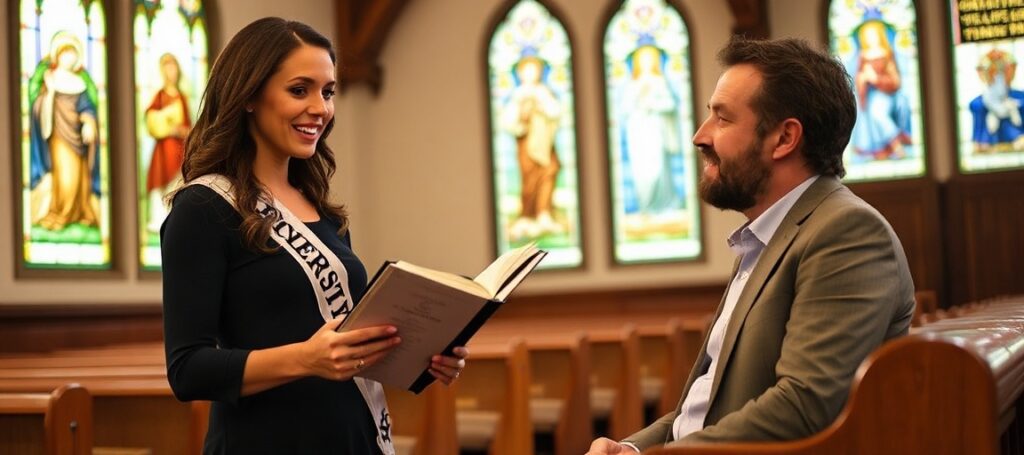 Carrie Prejean Boller i Russell Brand dyskutują o małżeństwie w tradycyjnym kościele katolickim