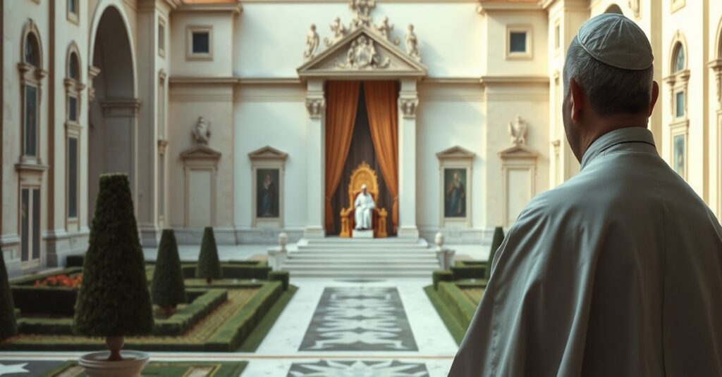 Widok pustego tronu papieskiego w Castel Gandolfo ze sedevacantystycznego punktu widzenia