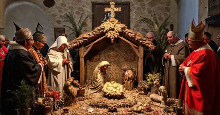 Ceramiczna szopka z sanktuarium w Guadalupe wystawiona w rezydencji Borgo Laudato Si' w Castel Gandolfo