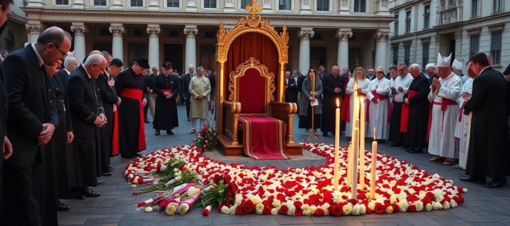 Ceremonia ku czci Jana Pawła II na Placu św. Piotra z pustym tronem papieskim