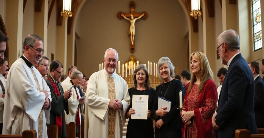 Ceremonia wręczenia nagrody "Przyjaciel Życia" w tradycyjnym kościele katolickim.