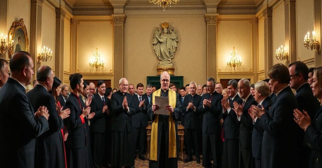 Ceremonia poświęcenia redaktora modernistycznego w Muzeum Niepodległości w Warszawie