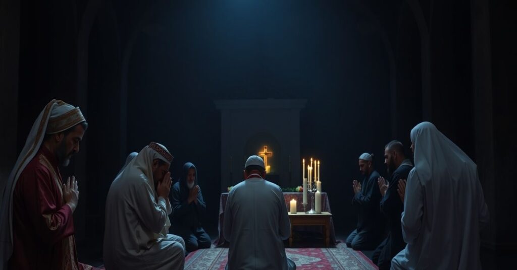 Chrześcijanie w Syrii modlący się podczas ograniczanych obchodów Wielkiego Tygodnia w zniszczonym kościele