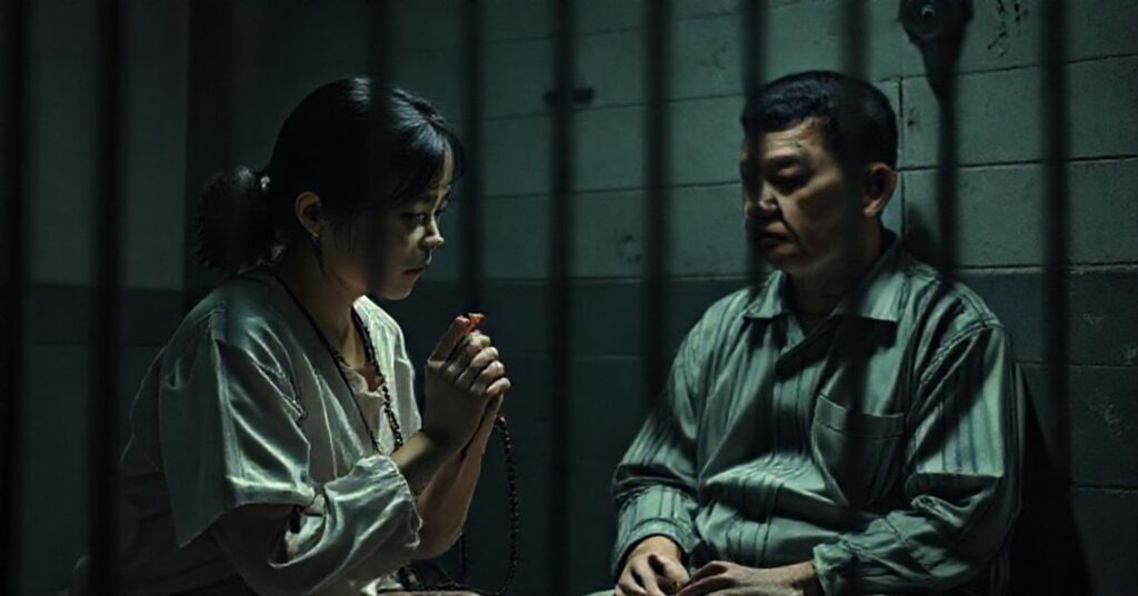 Praktycznie ikoniczny obraz Claire Lai i jej uwięzionego ojca Jimmy'ego Laia w celi więziennej