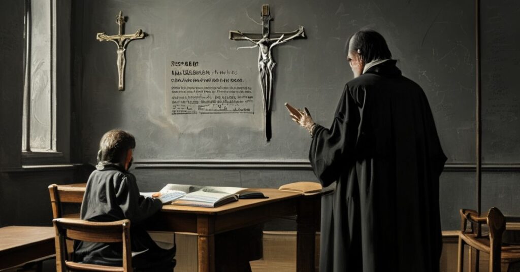Scena klasowa katolicka przedstawia conflict między wiarą a sekularyzacją w edukacji