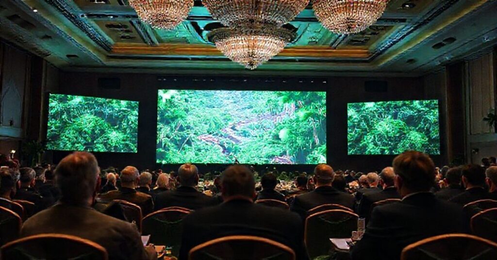 Scena z konferencji COP30 w Belém w Brazylii, ukazująca hipokryzję elit globalnych wobec kwestii klimatycznych