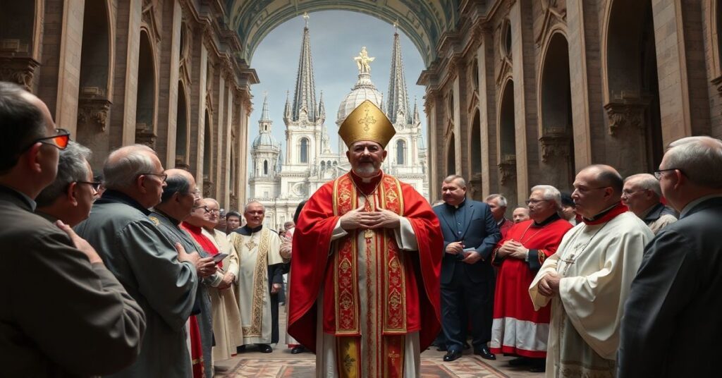 Nowy czeski „prymas” Stanisław Přibyl podczas ingresu do praskiej katedry św. Wita z udziałem pseudokardynałów i prezydenta Czech Petra Pavla.