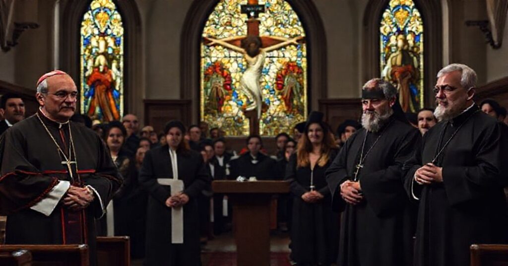 Scena debaty o dokumencie Nostra Aetate na Katolickim Uniwersytecie Ameryki