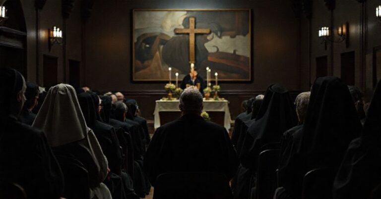 Zgromadzenie katolickich osób konsekrowanych w kaplicy podczas pseudokomisji KEP ds. Instytutów Życia Konsekrowanego pod przewodnictwem Jacka Kicińskiego CMF.