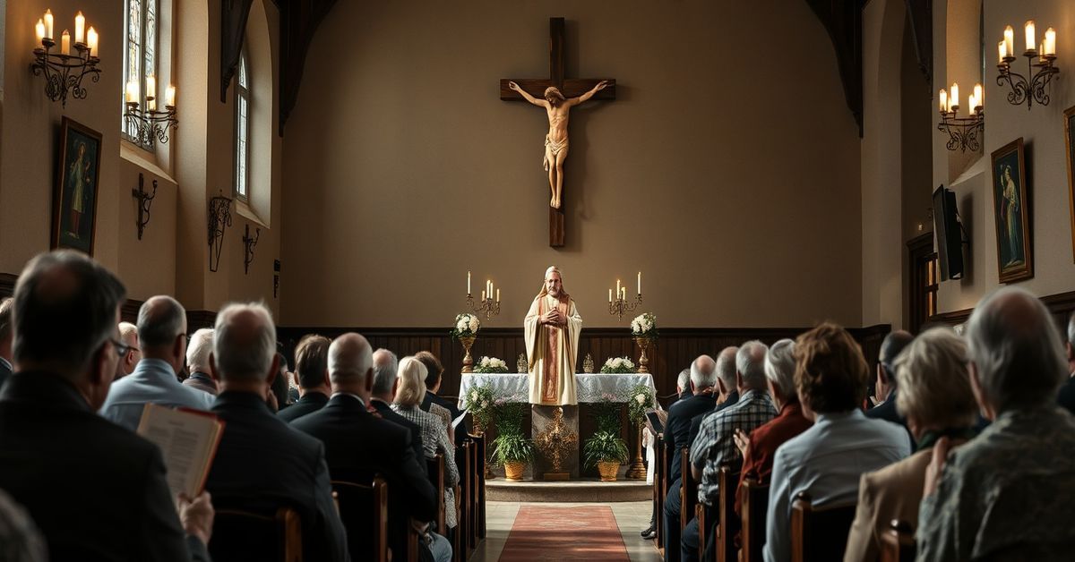 Scena w kościele Ducha Świętego w Bydgoszczy podczas pseudoduszpasterstwa trzeźwości z udziałem fałszywego biskupa Krzysztofa Włodarczyka i duszpasterza Mirosława Zabrackiego CSSp