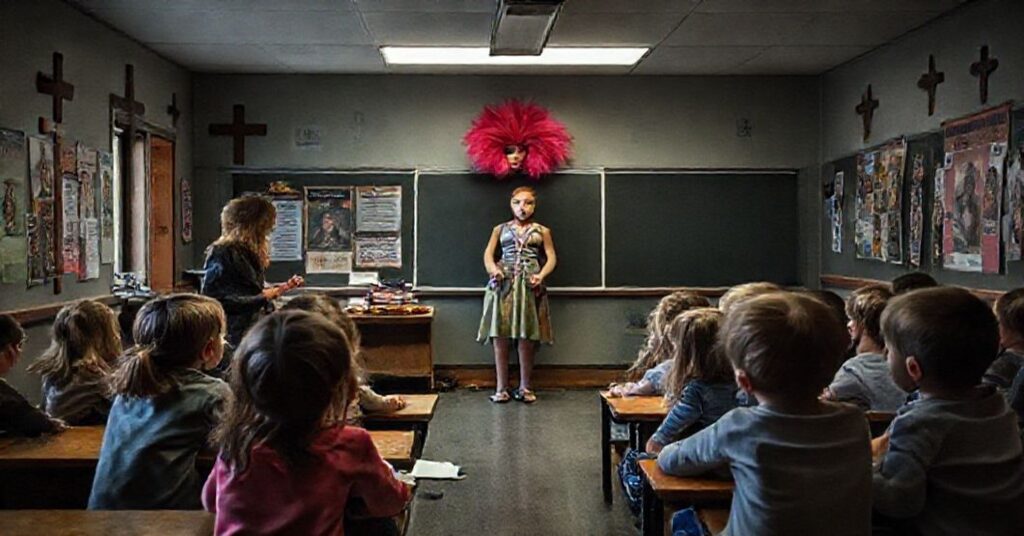 Pomieszczenie szkolne w Kolumbii Brytyjskiej, gdzie dzieci są nauczywane radykalnej ideologii genderowej pod pozorem 'queerowej edukacji outdoorowej'